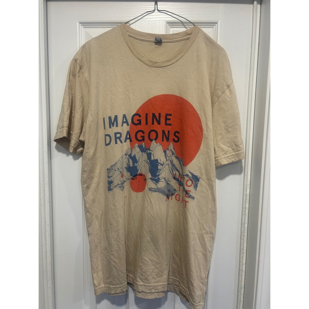 Imagine Dragons Into The Night 2014 Tour T-Shirt Tan Mens Large Graphic Tee